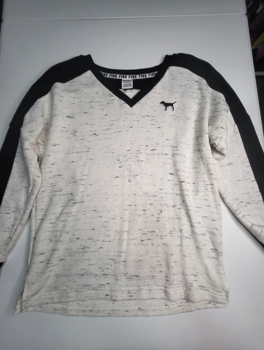 PINK Victoria's Secret V-Neck Pullover - Cream & Black